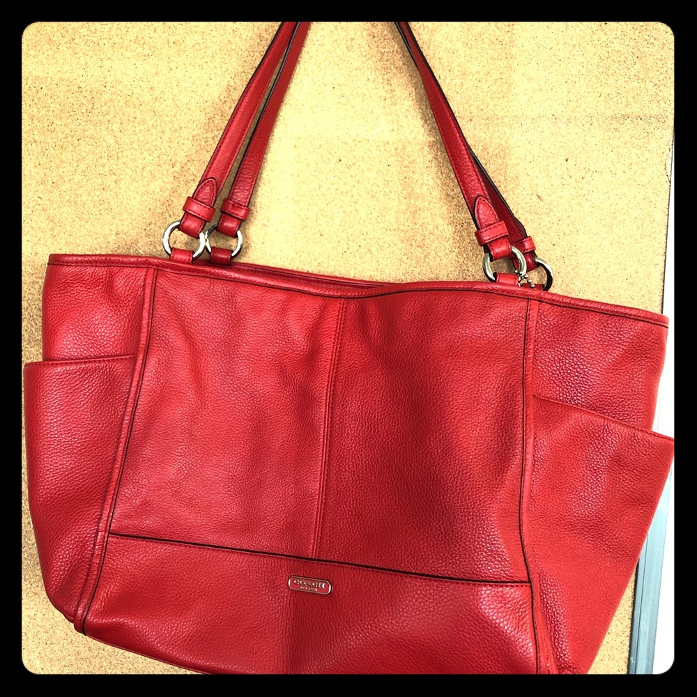 Leather coach tote